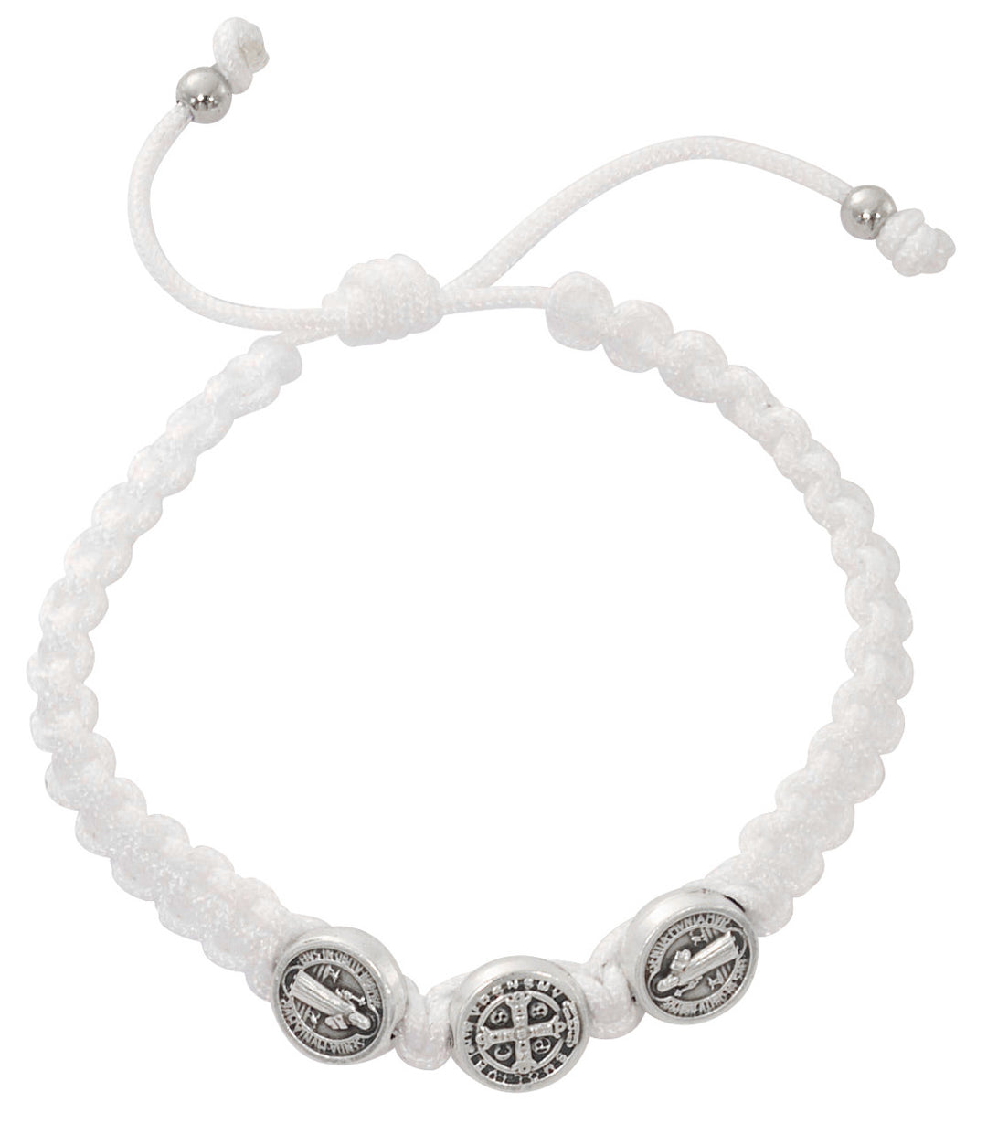 Kid's St. Benedict White Corded Adjustable Bracelet