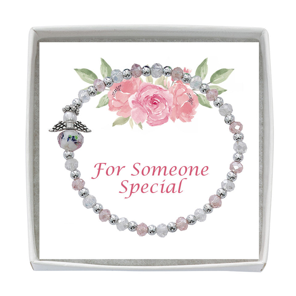 Pink & Crystal Angel Youth Bracelet
