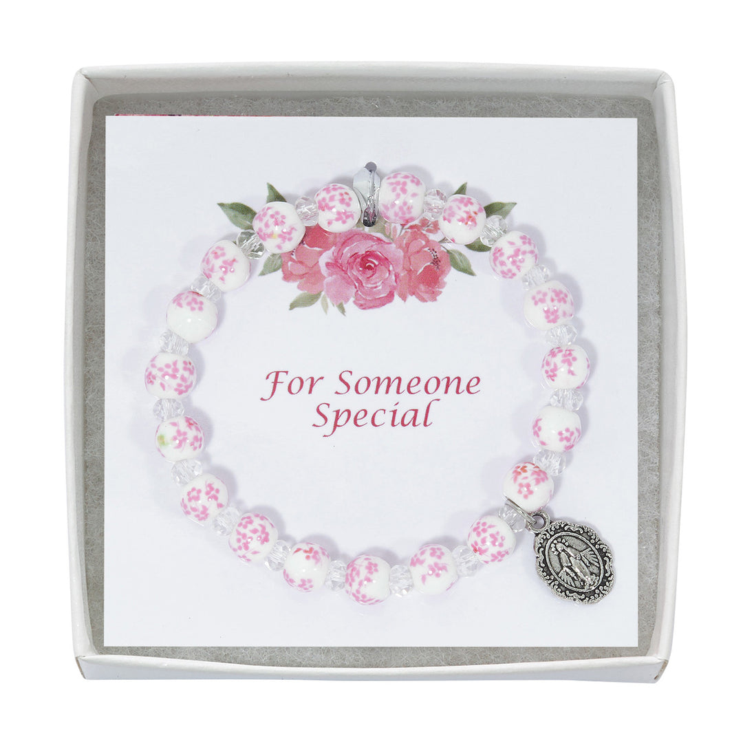 Pink Ceramic Crystal Bracelet