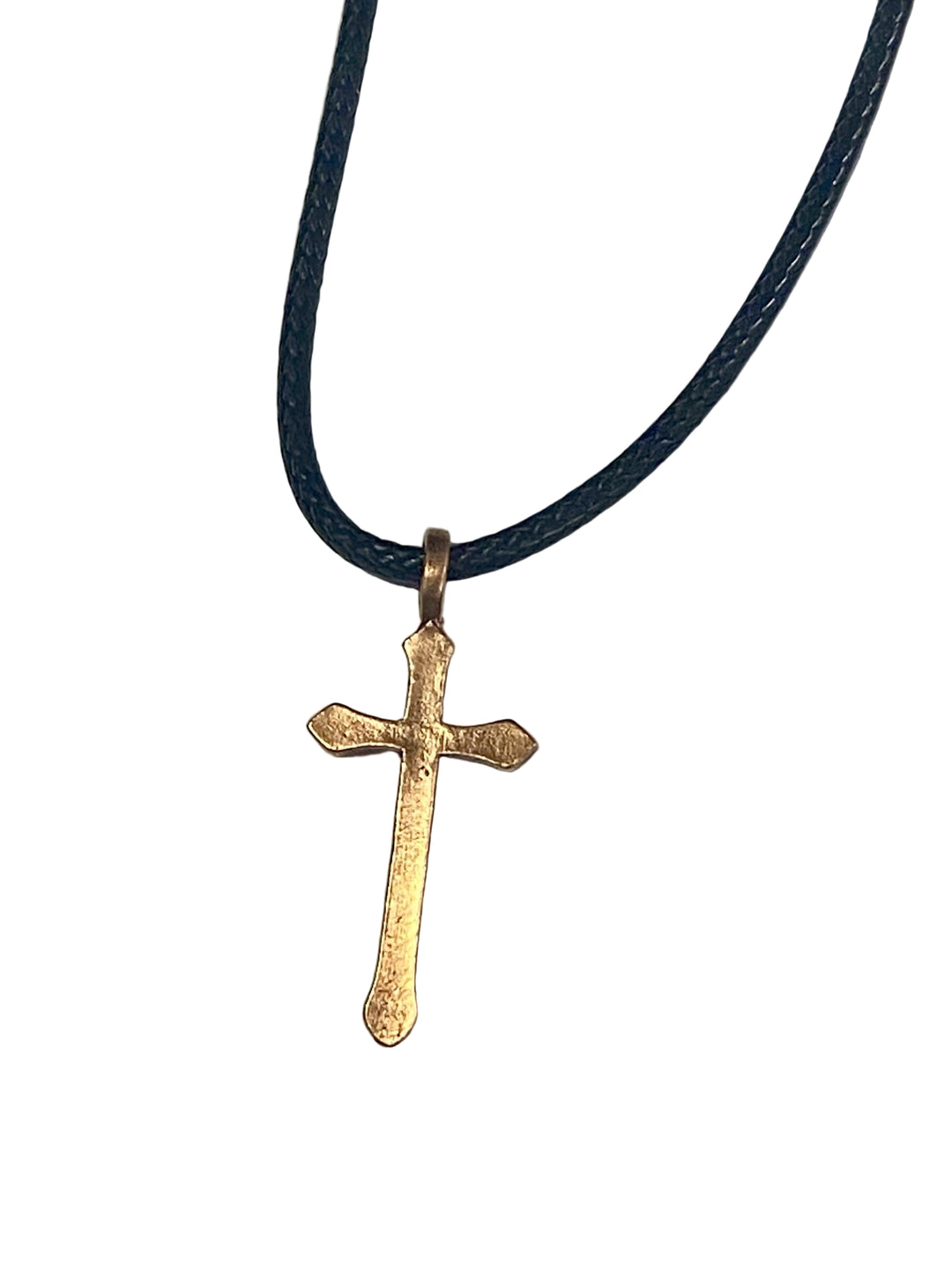 Thin Copper Cross on Black Cord