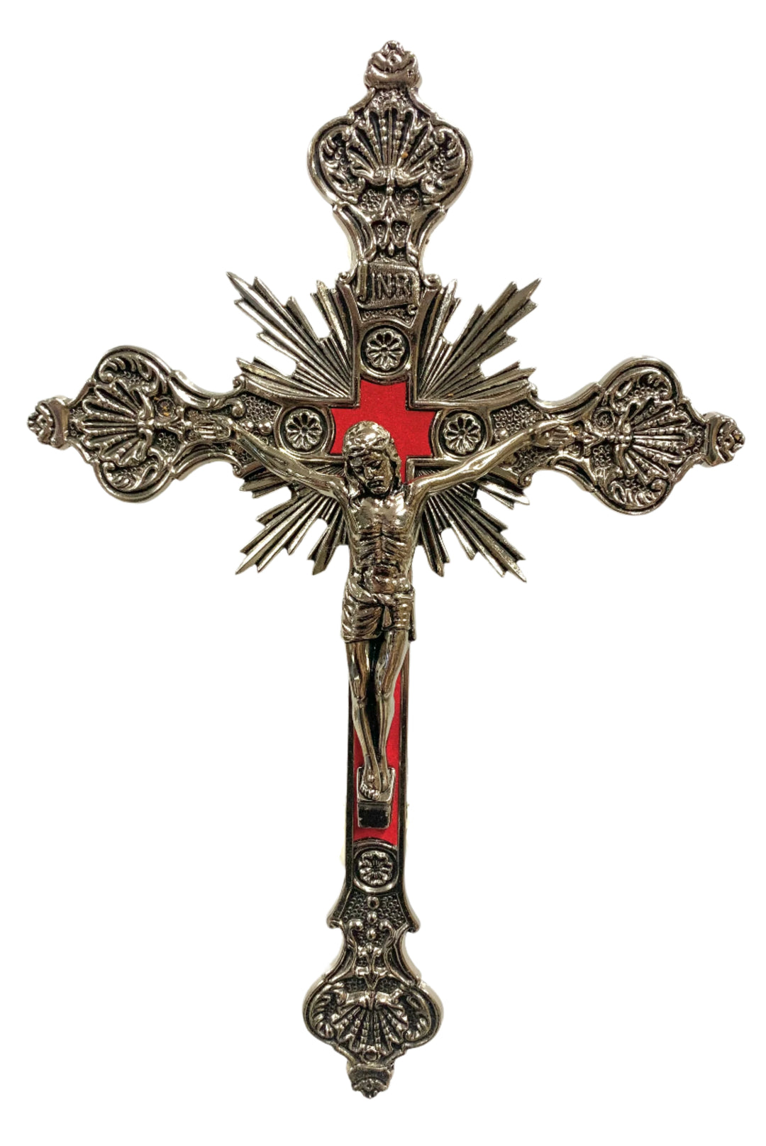 12" Silver Ornate Crucifix