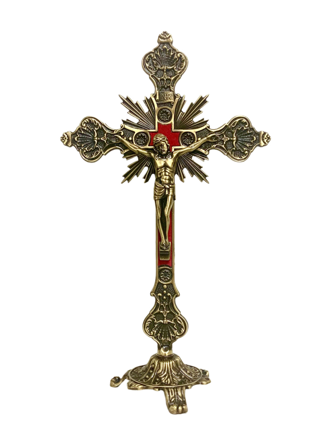 12" Bronze Ornate Crucifix with Base