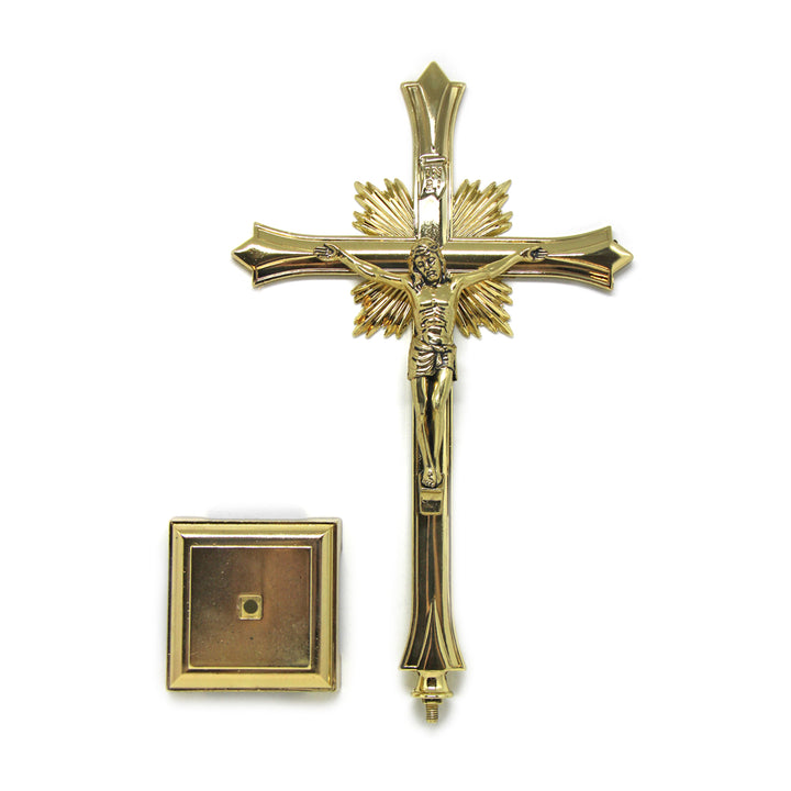 12" Gold Tone Crucifix with Base