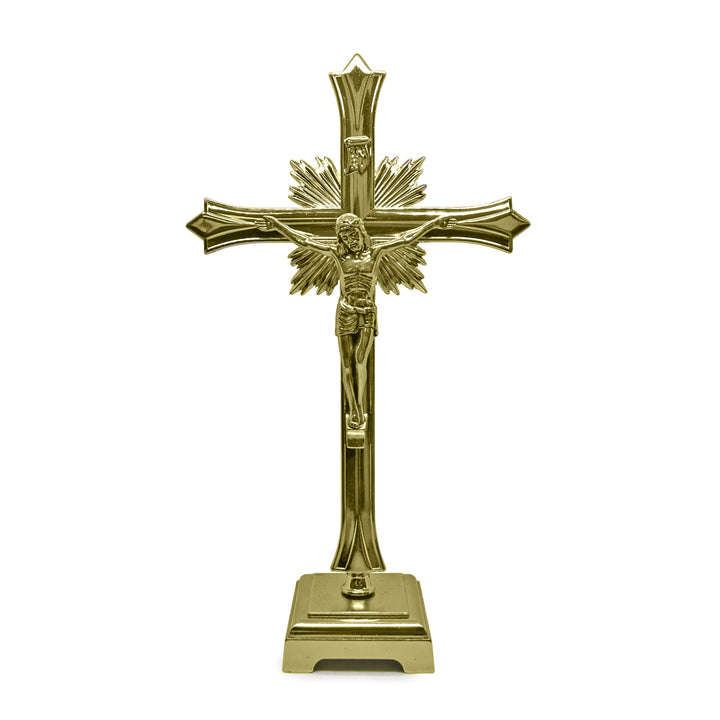 12" Gold Tone Crucifix with Base