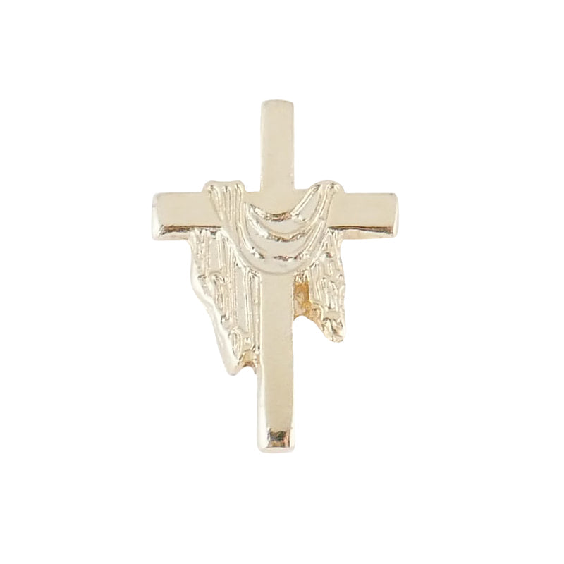 Gold Plated Draped Cross Lapel Pin