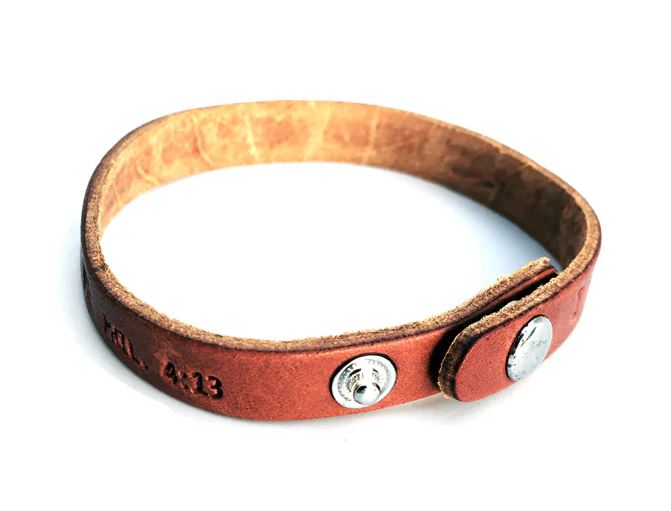Philippians 4:13 Large Leather Bracelet