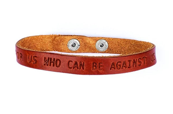 Romans 8:31 God Is For Us Large Leather Bracelet