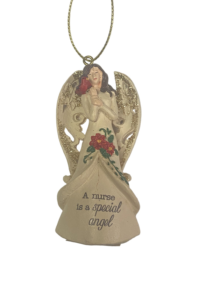 3" Christmas Cardinal Angel Ornaments