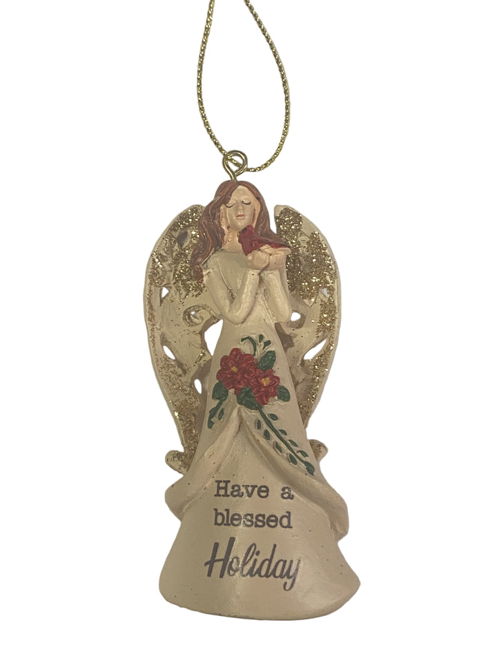3" Christmas Cardinal Angel Ornaments
