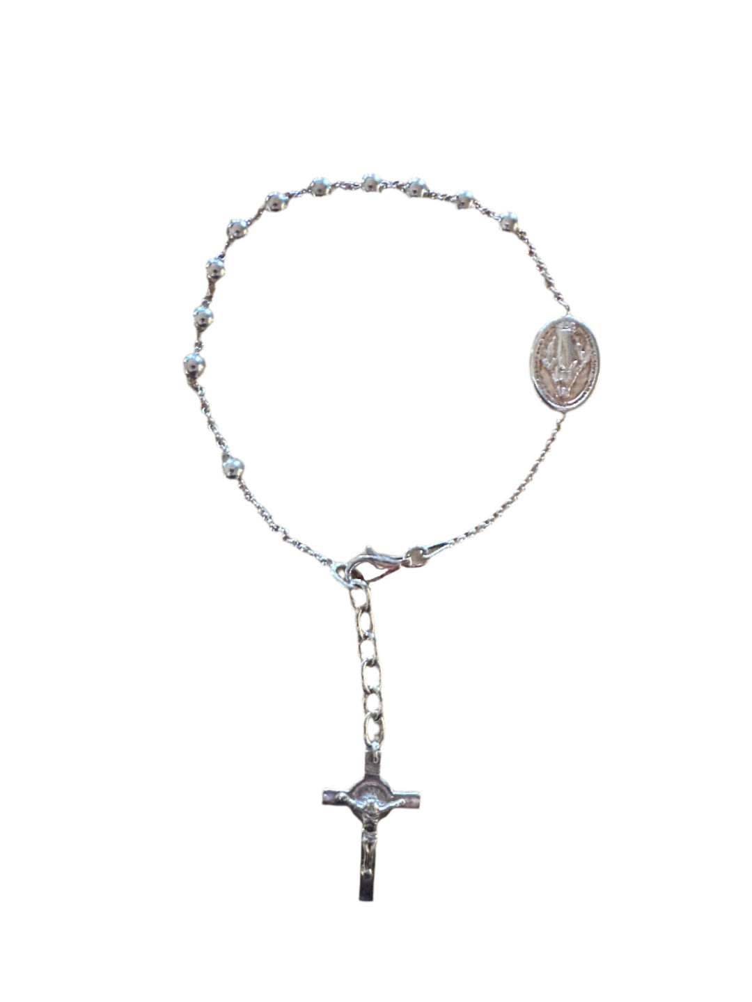 Sterling Silver 4MM Miraculous Medal Rosary Bracelet