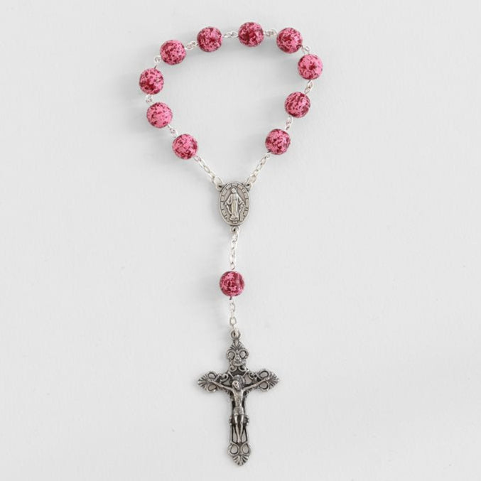 8mm Rose Glass Single Decade Rosary