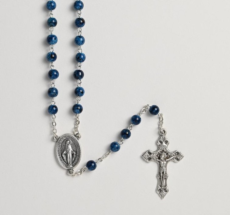 7mm Blue Glass Rosary