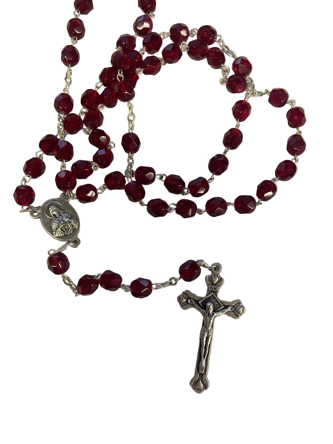 7mm Red Fire Polished Bead Rosary