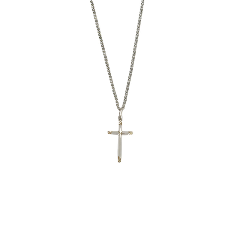 Two-Tone Silver Plated Cross Necklace