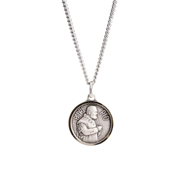 Padre Pio Silver Plated Necklace