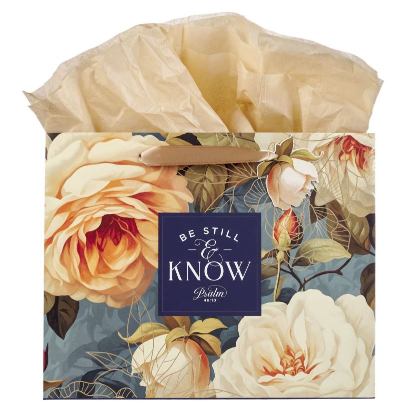 Be Still and Know Serene Roses Large Landscape Gift Bag - Psalm 46:10