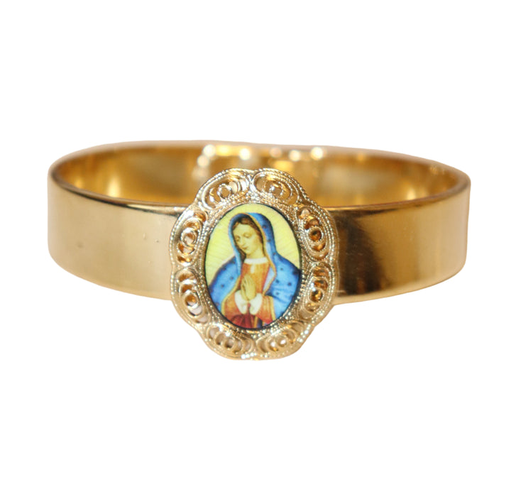 Gold Snap on Bracelet Our Lady of Guadalupe.