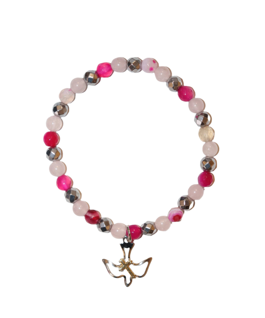 Rose Quartz Dove Strech Bracelet