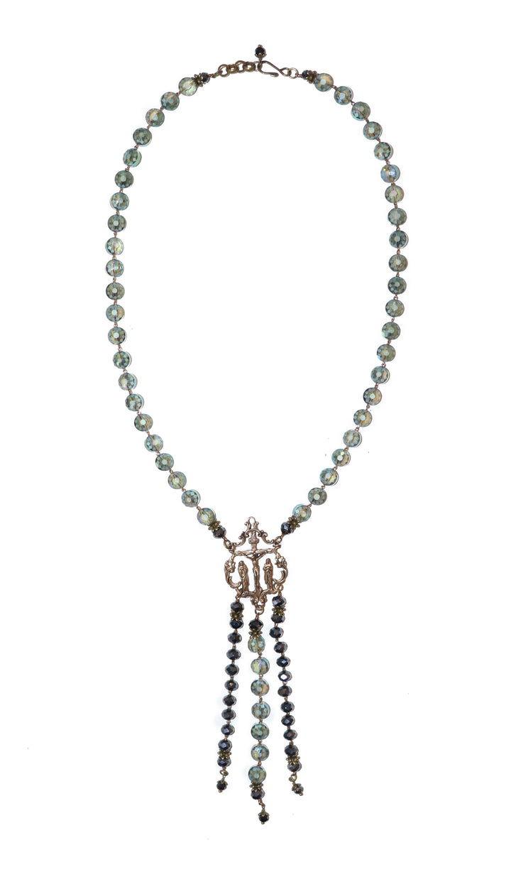 Aqua Crucifixion Medal Necklace