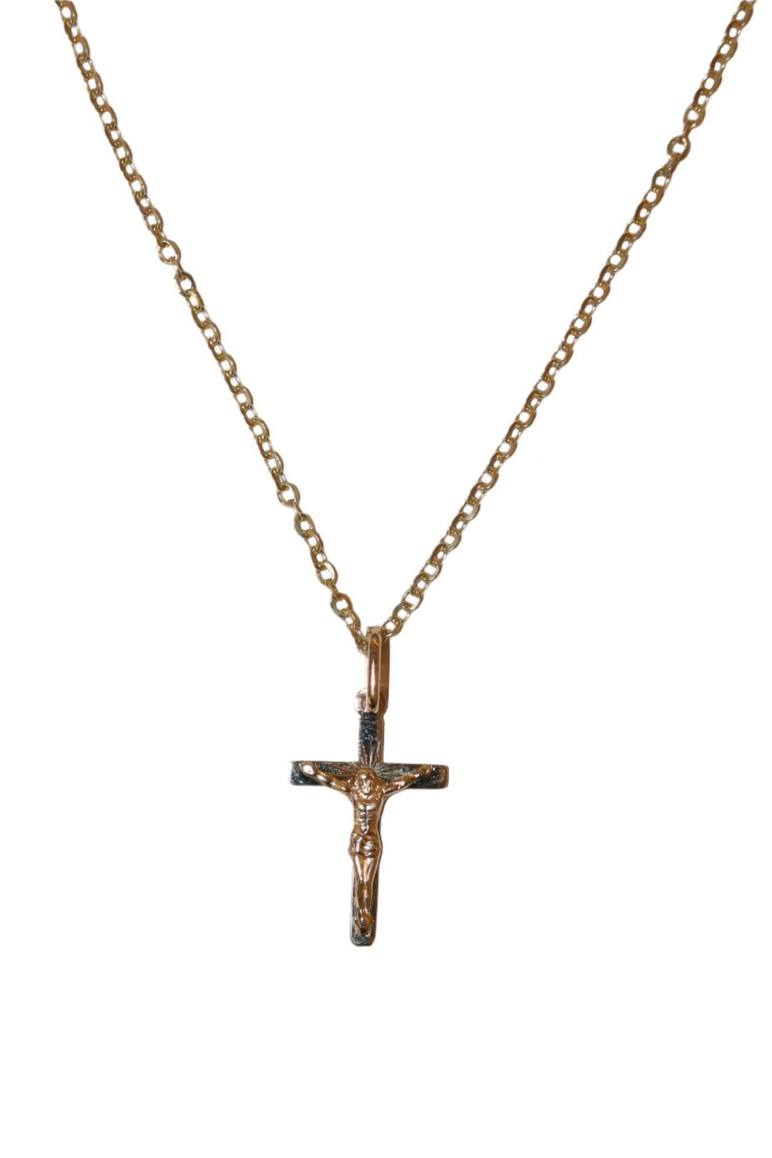 14KT Gold 1" Classic Crucifix Necklace on 20" Chain