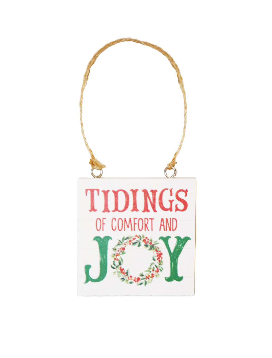 Tidings of Comfort and Joy Wood Block Ornament