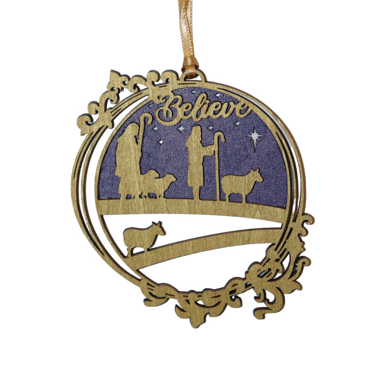 4" 3 SET NATIVITY WOOD ORNAMENT