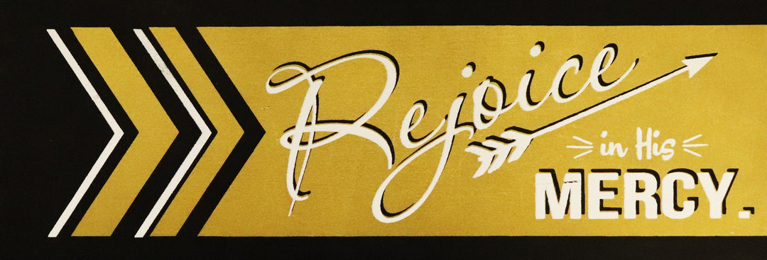 Rejoice in His Mercy Wooden Plaque