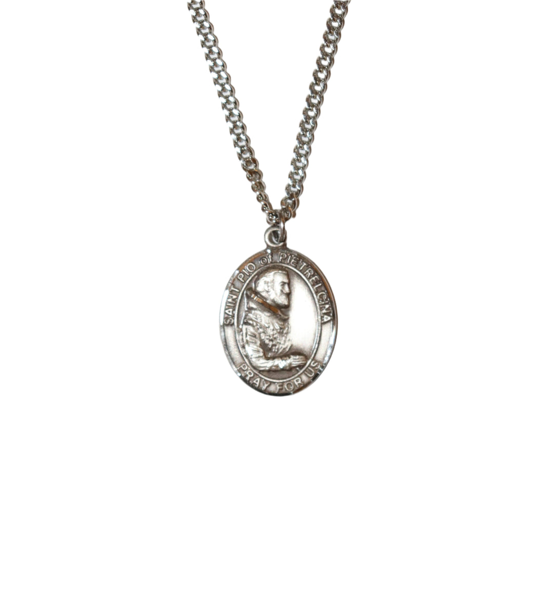 Sterling Silver Saint Pio of Pietrelcina Medal