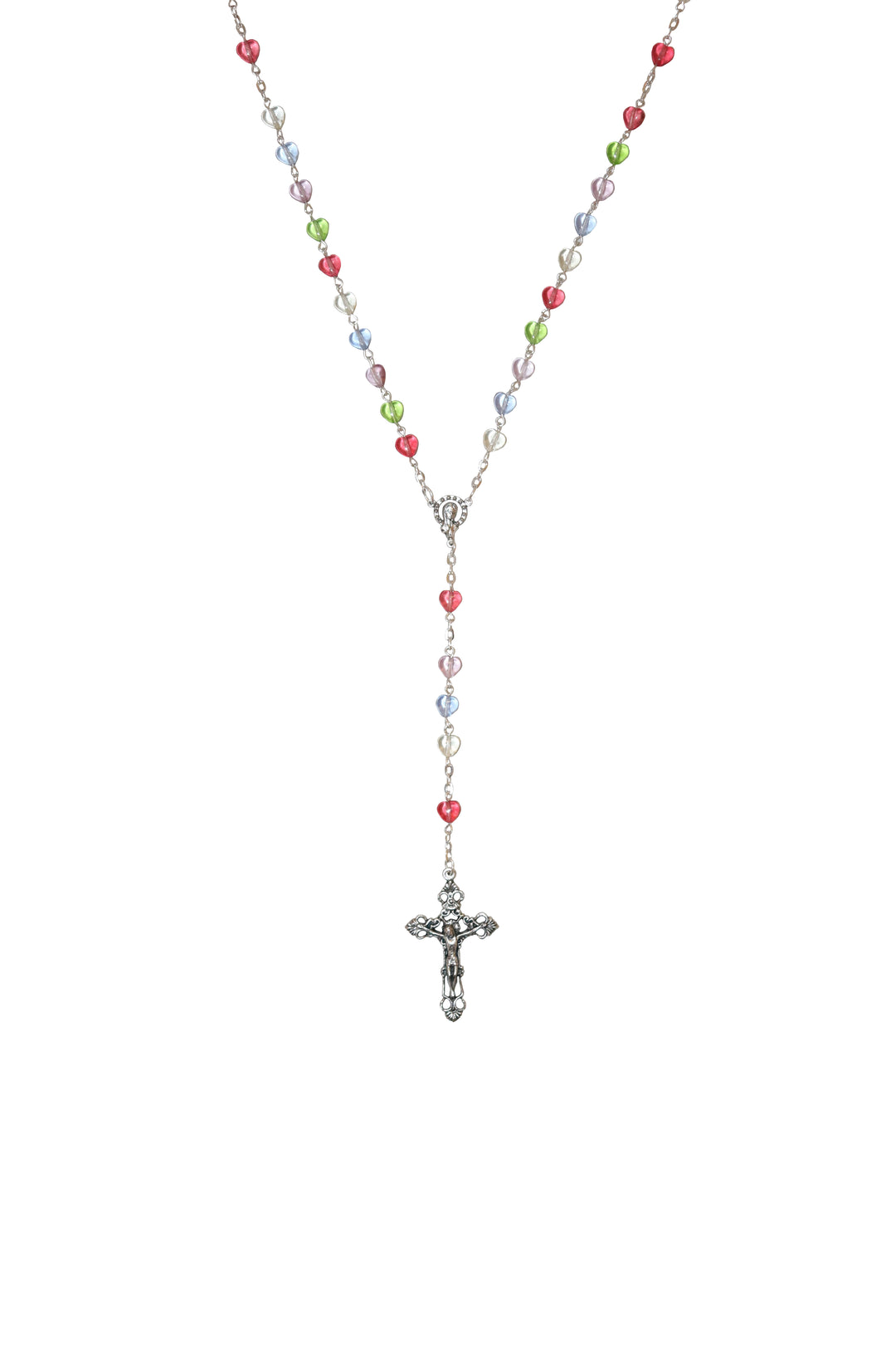 8mm Multicolor Crystal Heart Rosary