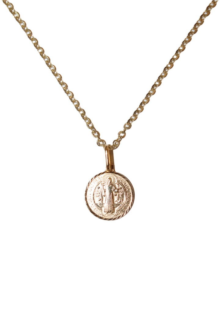 10K Gold St. Benedict Medal Necklace with 18" Chain