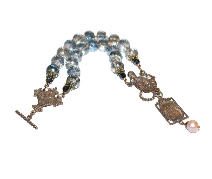 Blue Crystal Double Strand Bracelet of St. Joseph