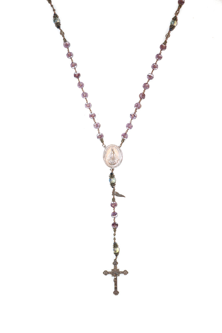 10MM Lavender Czech Glass Rosary Heirloom