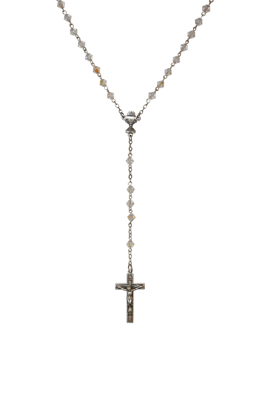 Sterling Silver 5mm Crystal First Communion Rosary
