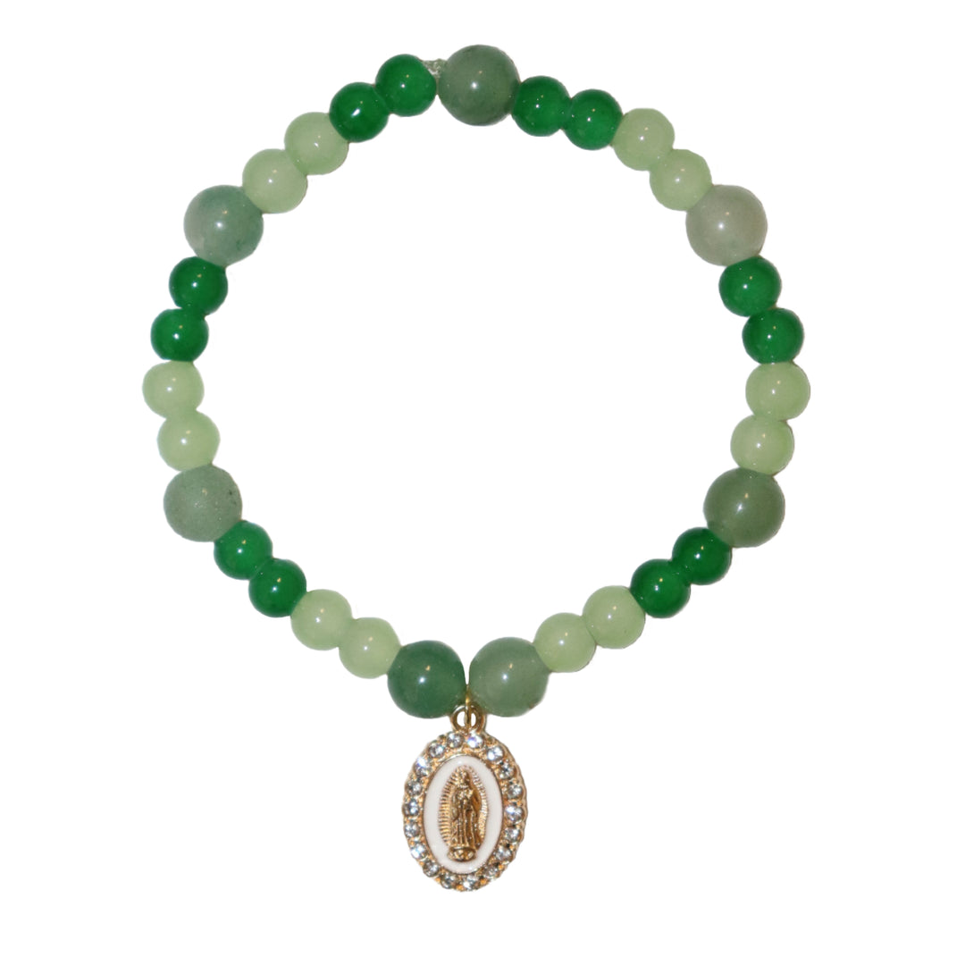 7mm Jade Bracelet with Our Lady of Guadalupe Bracelet