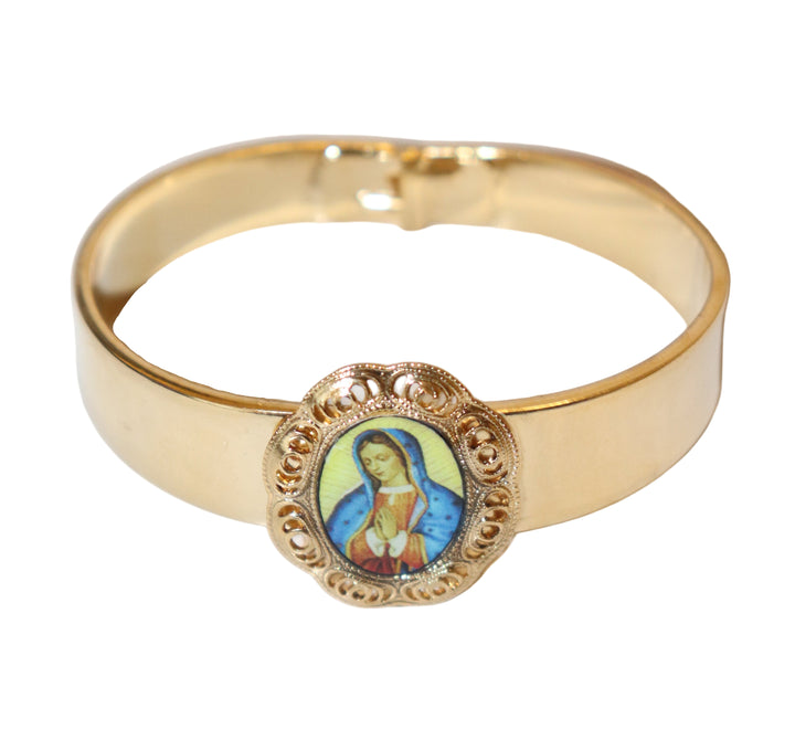 Gold Snap on Bracelet Our Lady of Guadalupe.
