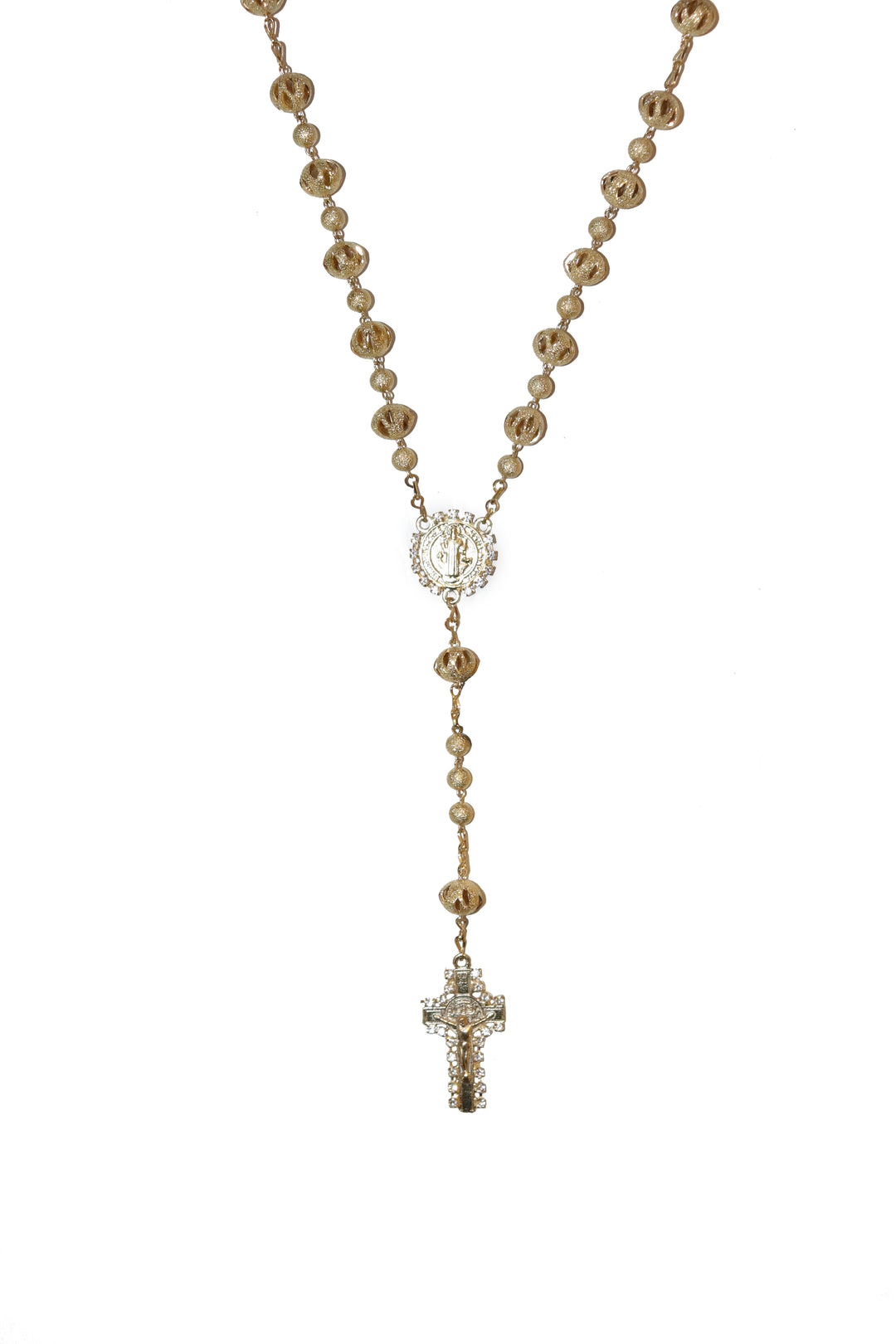 10mm Gold Plated St. Benedict Rosary