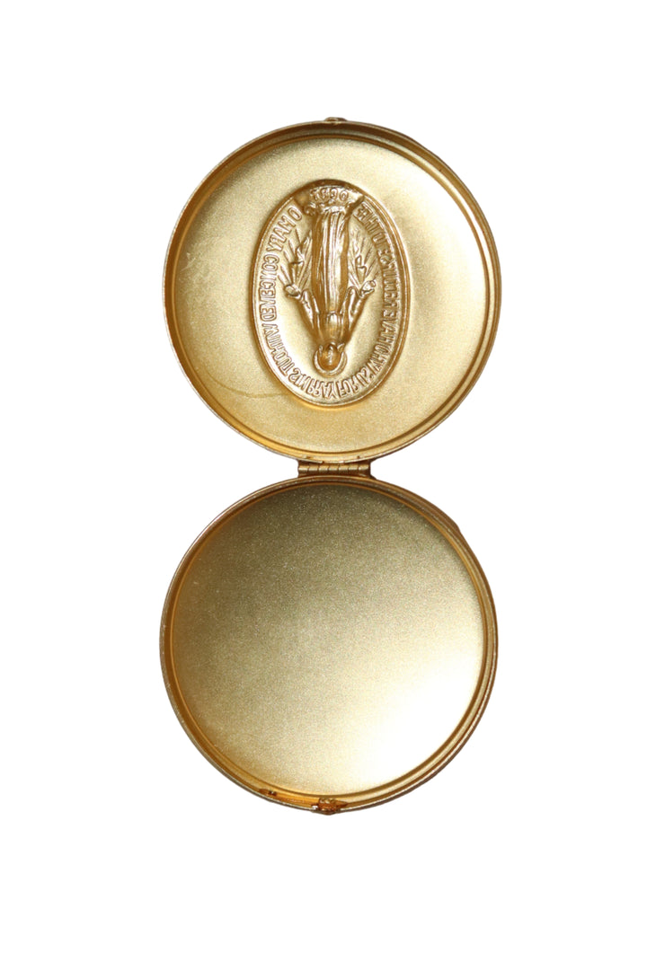 Round Black Enamel Gold Miraculous Medal Pill Box