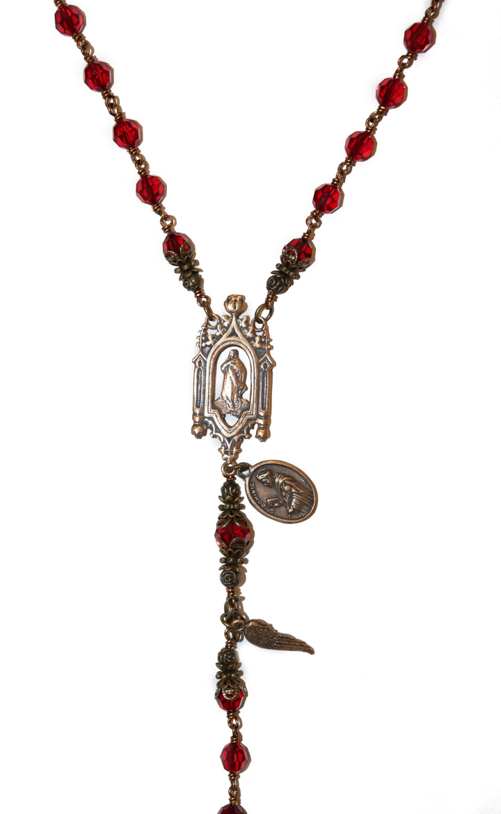 Garnet Swarovski Crystal Heirloom Rosary