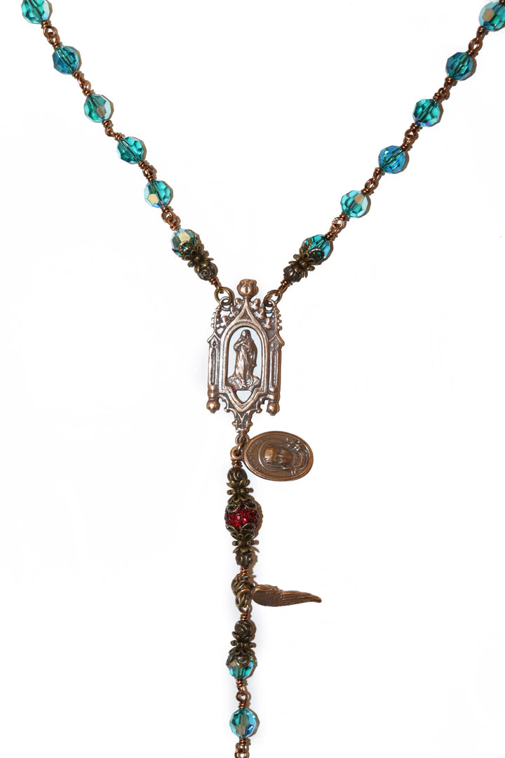 Turquoise Swarovski Crystal Heirloom Rosary