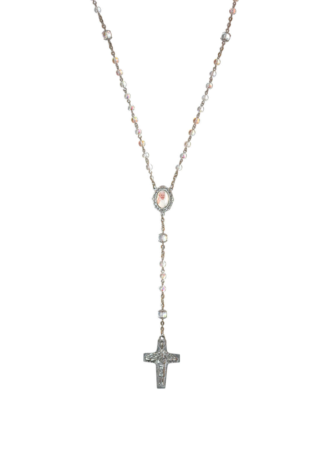 Symbols Of Faith Pope Francis & The Good Shepherd AB Rosary Necklace 22"