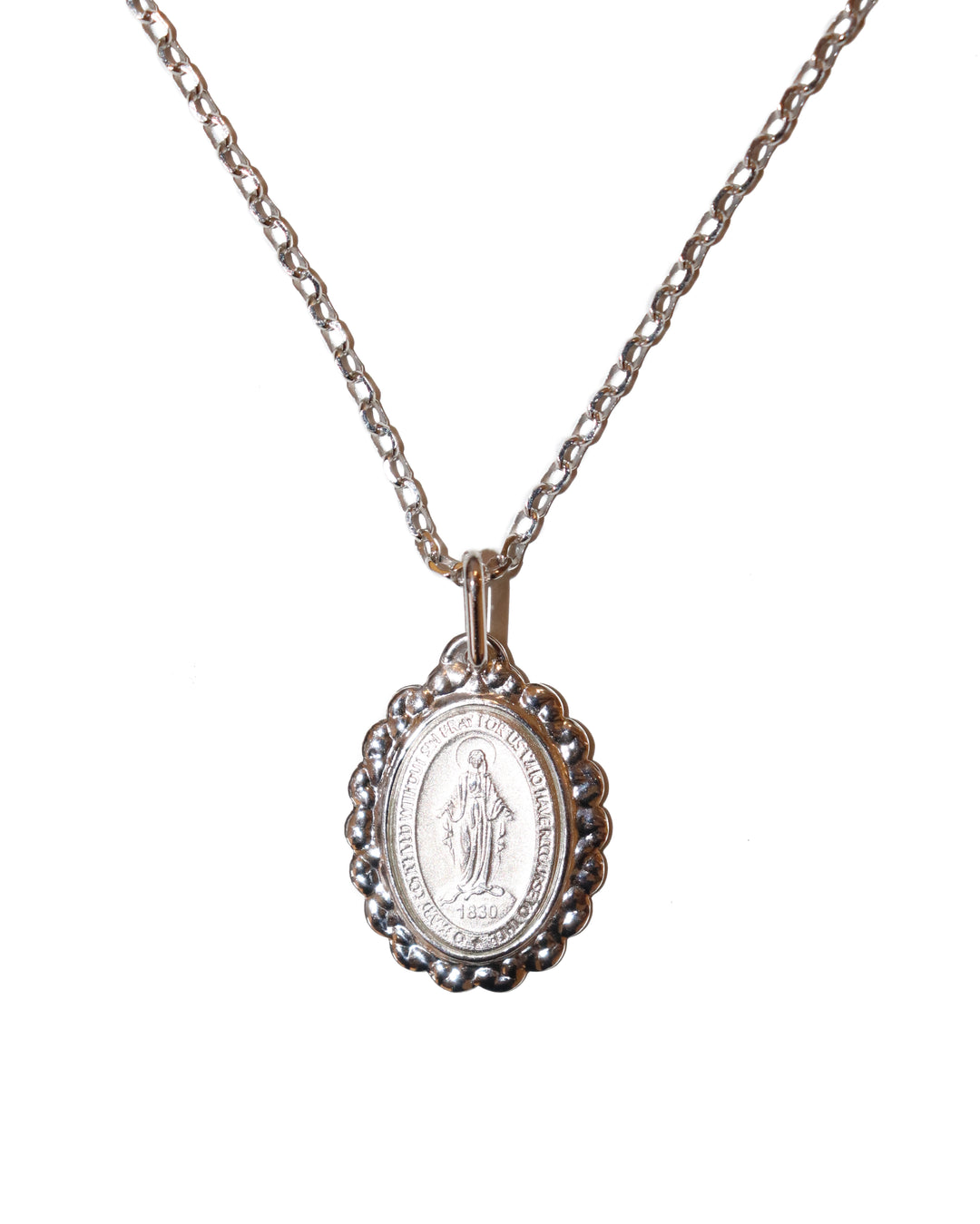Sterling Silver Hammered Miraculous Medal on 20" Chain