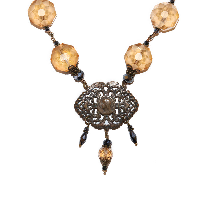 Apricot Crystal Necklace - Large