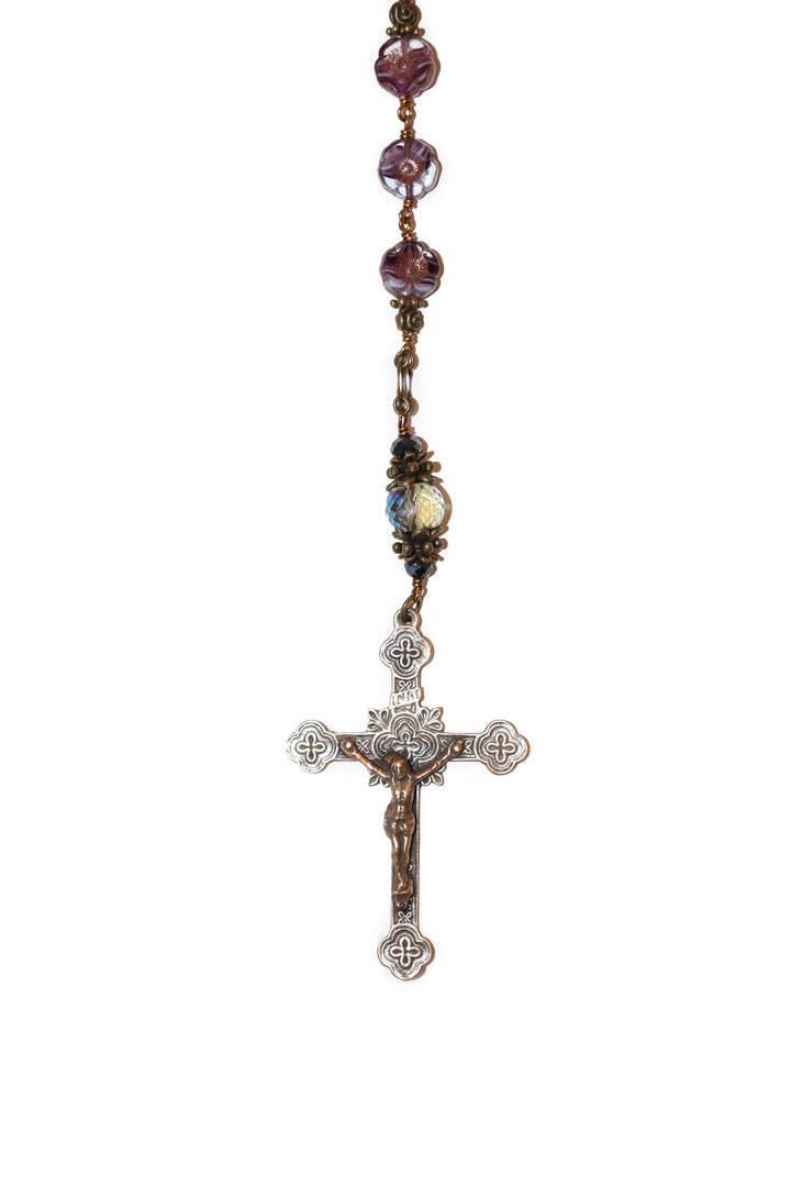 10MM Lavender Czech Glass Rosary Heirloom