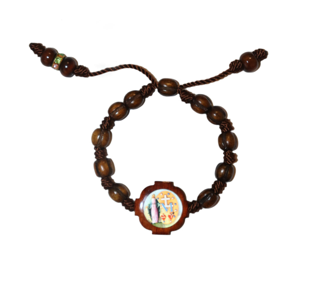 Adjustable Wood Bead Miraculous Bracelet