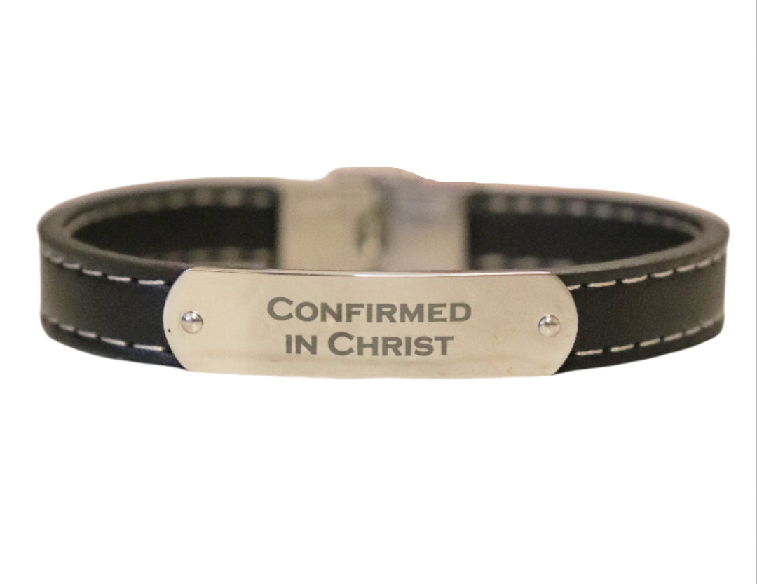 Black Leather Confirmed in Christ Bracelet