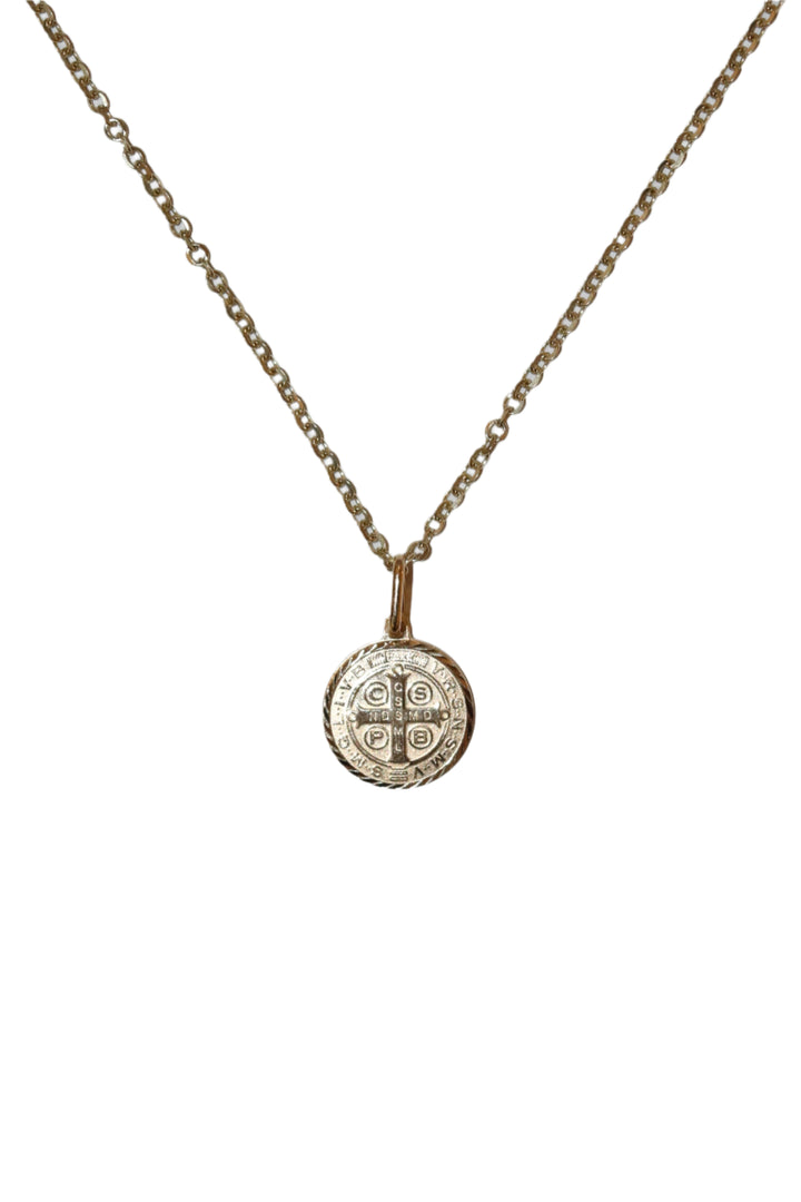 10K Gold St. Benedict Medal Necklace with 18" Chain
