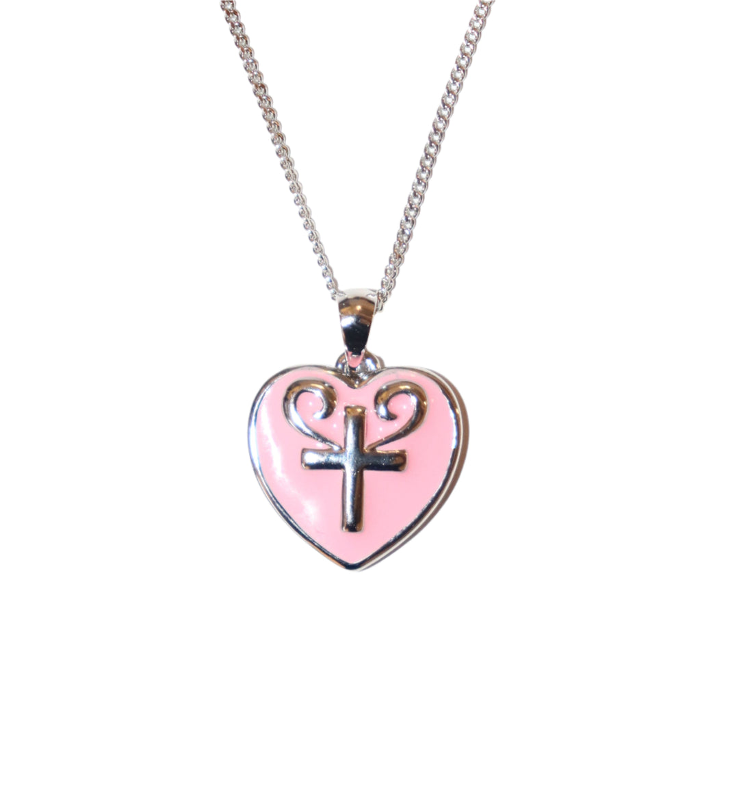 Pink Cross & Heart Necklace