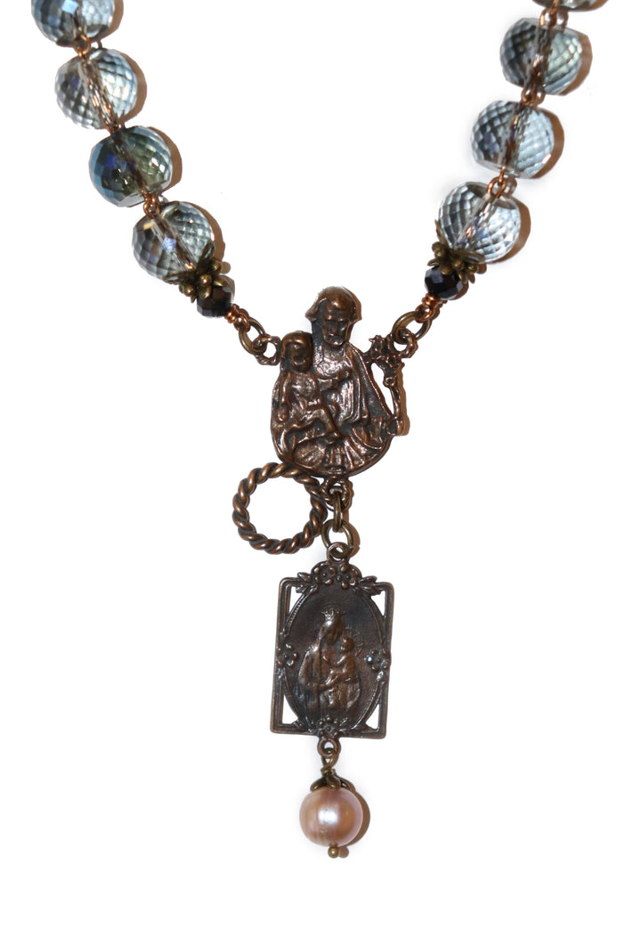 Blue Crystal Double Strand Bracelet of St. Joseph