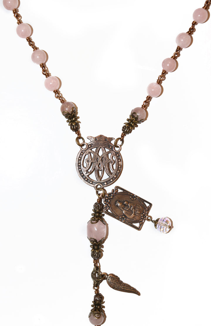 Rose Quartz With Pearls Heirloom Rosary