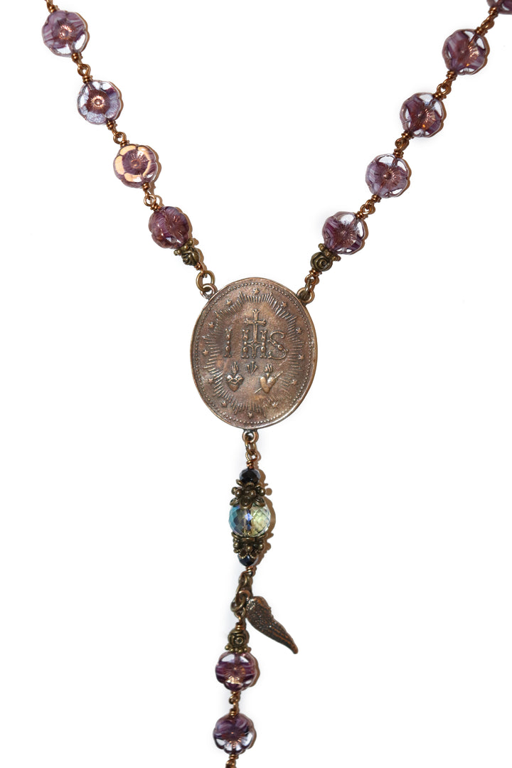 10MM Lavender Czech Glass Rosary Heirloom